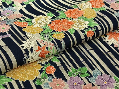 平和屋着物▽上質な小紋　単衣　草花文　正絹　逸品　AABJ6023jh