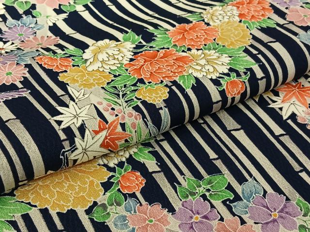 平和屋着物▽上質な小紋　単衣　草花文　正絹　逸品　AABJ6023jh