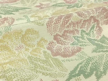 平和屋着物▽上質な紬　単衣　草花文　正絹　逸品　AABJ6027jh