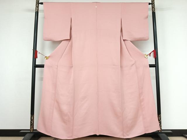 平和屋着物▽上質な色無地　単衣　鴇色　正絹　逸品　AABJ6030jh