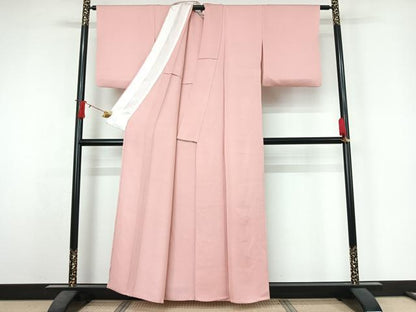 平和屋着物▽上質な色無地　単衣　鴇色　正絹　逸品　AABJ6030jh