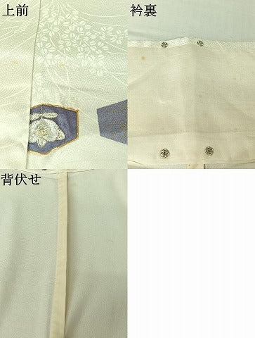 平和屋着物▽上質な小紋　単衣　駒刺繍　草花文　橘　金糸　金彩　正絹　逸品　AABJ6031jh