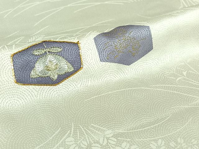 平和屋着物▽上質な小紋　単衣　駒刺繍　草花文　橘　金糸　金彩　正絹　逸品　AABJ6031jh