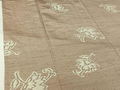 平和屋着物▽上質な紬　単衣　花唐草文　正絹　逸品　AABJ6035jh