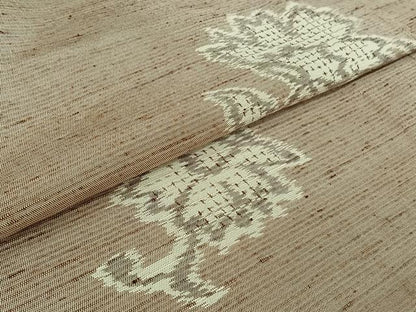 平和屋着物▽上質な紬　単衣　花唐草文　正絹　逸品　AABJ6035jh