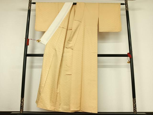 平和屋着物▽色無地　単衣　青海波地紋　砥粉色　洗える着物　AABJ6042jh