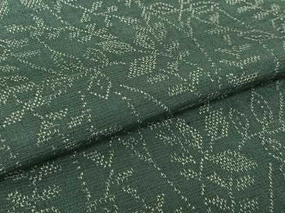 平和屋着物▽上質な紬　単衣　草葉文　正絹　逸品　AABJ6043jh