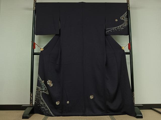 平和屋着物▽訪問着　単衣　刺繍　吉祥花文　鈴　金糸　金彩　正絹　逸品　AABJ6046jh