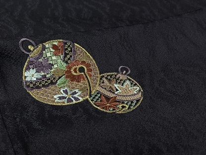 平和屋着物▽訪問着　単衣　刺繍　吉祥花文　鈴　金糸　金彩　正絹　逸品　AABJ6046jh