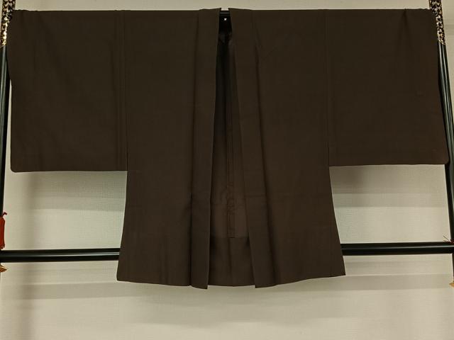 平和屋着物▽男性　色紋付　羽織　スリーシーズン　春夏秋　塵除け　消炭色　洗える着物　AABJ6050jh