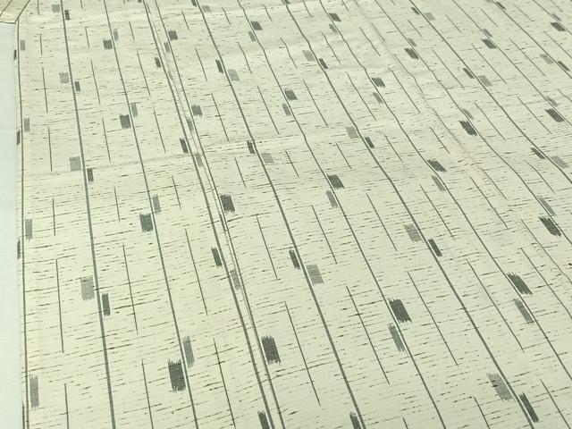 平和屋着物▽ぜんまい紬　単衣　幾何学文様　正絹　逸品　AABJ6051jh
