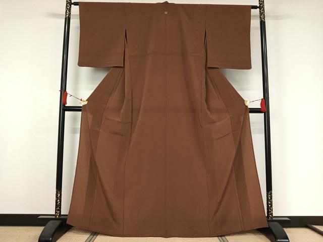 平和屋着物▽洗える最高級着物　＜英＞はなぶさ謹製　色無地　単衣　赭色　洗える着物　未使用　AABJ6053jh