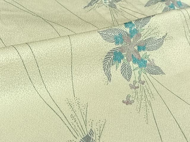 平和屋着物▽上質な小紋　単衣　草花文　正絹　逸品　AABJ6054jh