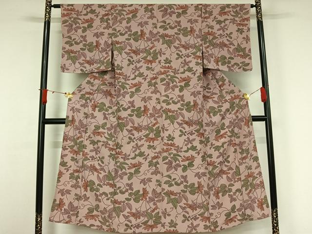 平和屋着物▽上質な小紋　単衣　花唐草文　正絹　逸品　AABJ6055jh