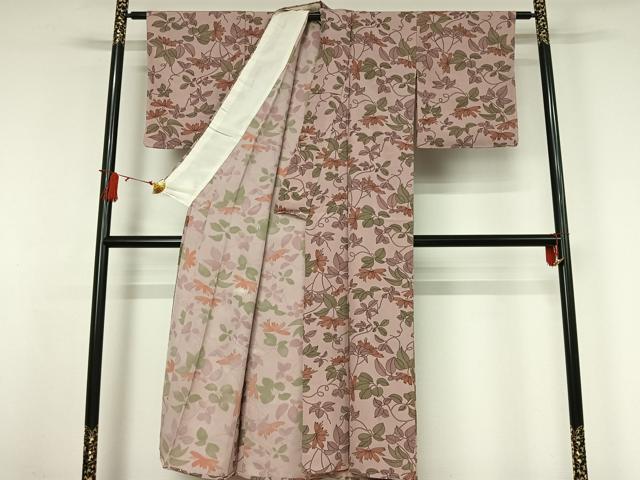 平和屋着物▽上質な小紋　単衣　花唐草文　正絹　逸品　AABJ6055jh