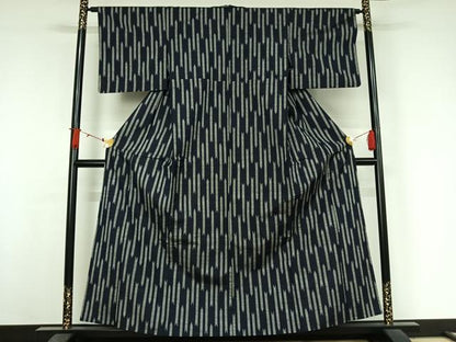 平和屋着物▽上質な紬　単衣　蚊絣　正絹　逸品　AABJ6057jh