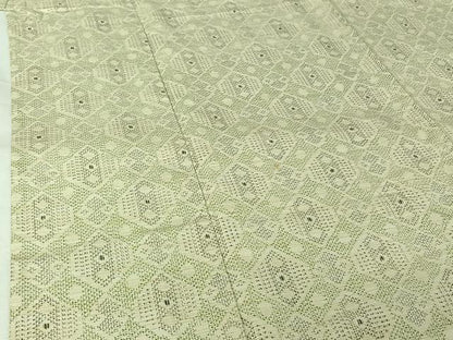 平和屋着物▽上質な紬　単衣　幾何学文様　正絹　逸品　AABJ6059jh