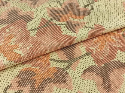 平和屋着物▽上質な紬　単衣　枝葉文　正絹　逸品　AABJ6061jh