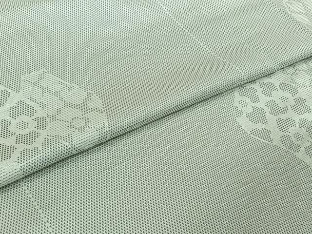 平和屋着物▽お召　単衣　陶器花文　正絹　逸品　AABJ6062jh