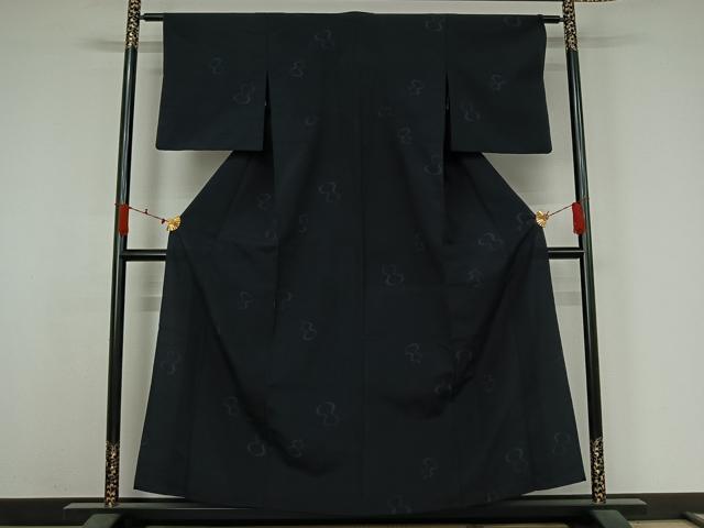 平和屋着物▽本塩沢　単衣　110亀甲　瓢箪　正絹　逸品　AABJ6066jh