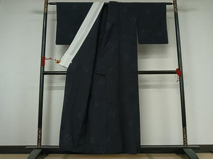 平和屋着物▽本塩沢　単衣　110亀甲　瓢箪　正絹　逸品　AABJ6066jh