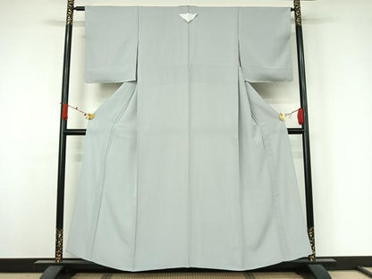平和屋着物▽上質な色無地　単衣　灰青色　正絹　逸品　未使用　AABJ6069jh