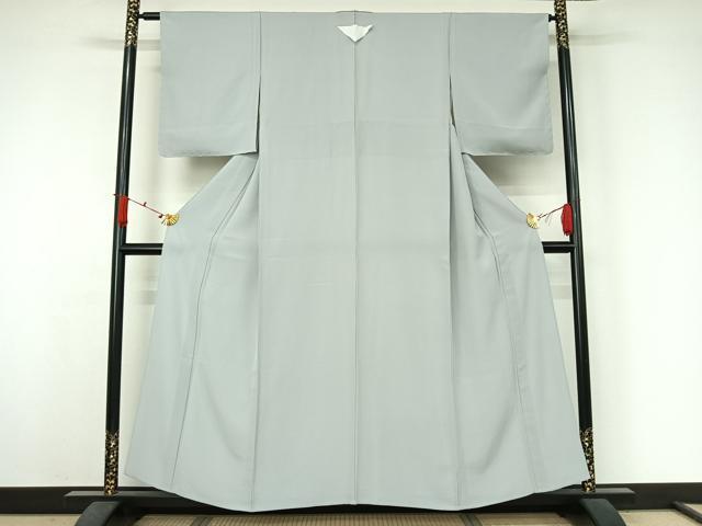 平和屋着物▽上質な色無地　単衣　灰青色　正絹　逸品　未使用　AABJ6069jh