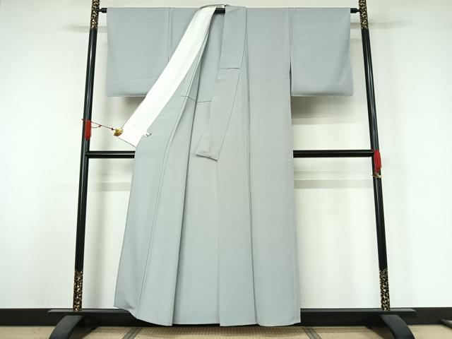 平和屋着物▽上質な色無地　単衣　灰青色　正絹　逸品　未使用　AABJ6069jh