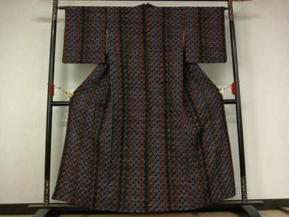 平和屋着物▽小紋　単衣　絞り　鹿の子文様　AABJ6070jh