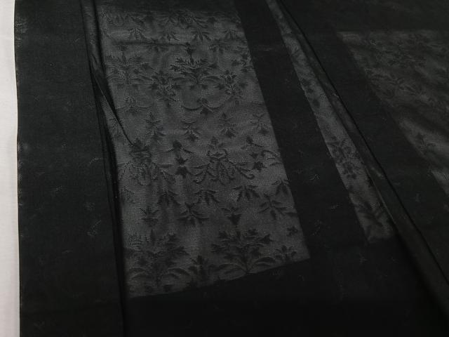 平和屋着物▽羽織　スリーシーズン　春夏秋　塵除け　草花文　黒地　正絹　逸品　AABJ6076jh