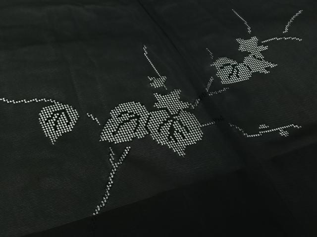 平和屋着物▽羽織　スリーシーズン　春夏秋　塵除け　枝葉文　黒地　正絹　逸品　AABJ6077jh