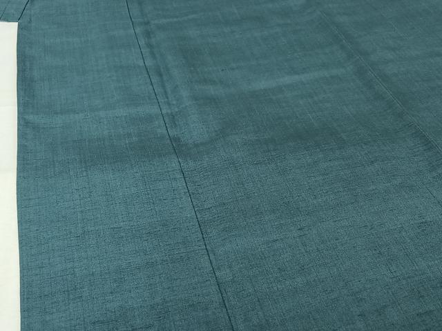 平和屋着物▽結城紬　単衣　錆浅葱色　正絹　逸品　AABJ6078jh