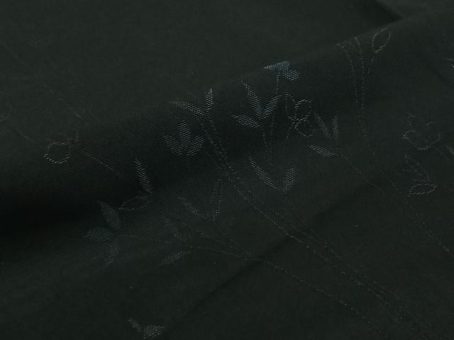 平和屋着物▽羽織　スリーシーズン　春夏秋　塵除け　草葉文　黒地　正絹　逸品　AABJ6079jh
