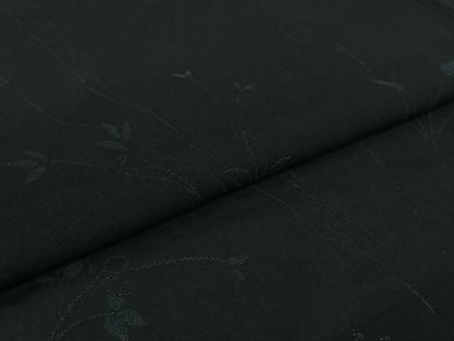 平和屋着物▽羽織　スリーシーズン　春夏秋　塵除け　草葉文　黒地　正絹　逸品　AABJ6079jh