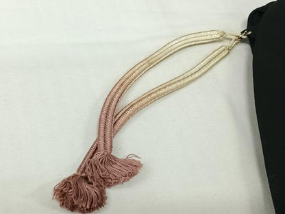 平和屋着物▽羽織　スリーシーズン　春夏秋　塵除け　草葉文　黒地　正絹　逸品　AABJ6079jh