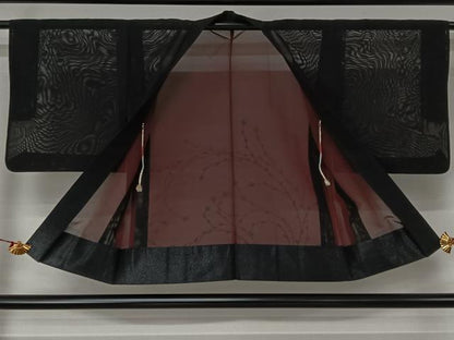 平和屋着物▽羽織　スリーシーズン　春夏秋　塵除け　草葉文　正絹　逸品　AABJ6081jh
