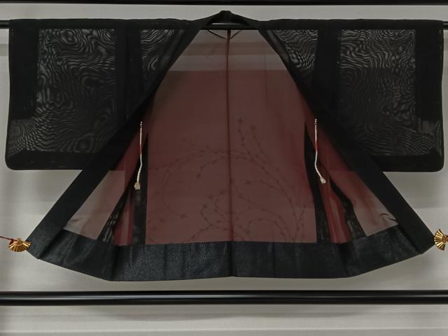平和屋着物▽羽織　スリーシーズン　春夏秋　塵除け　草葉文　正絹　逸品　AABJ6081jh