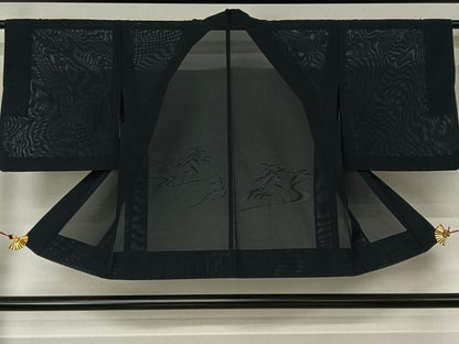 平和屋着物▽羽織　スリーシーズン　春夏秋　塵除け　流水草葉文　正絹　逸品　AABJ6083jh
