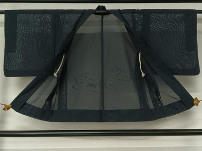 平和屋着物▽羽織　スリーシーズン　春夏秋　塵除け　流水草葉文　正絹　逸品　AABJ6083jh