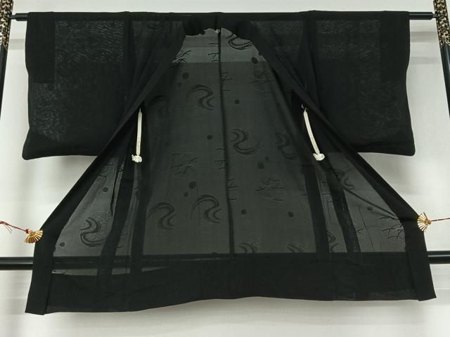平和屋着物▽羽織　スリーシーズン　春夏秋　塵除け　流水芝文　黒地　正絹　逸品　AABJ6086jh