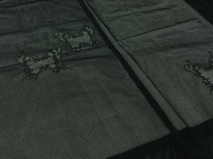 平和屋着物▽羽織　スリーシーズン　春夏秋　塵除け　舞蝶文　黒地　正絹　逸品　AABJ6087jh