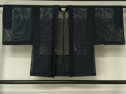 平和屋着物▽羽織　スリーシーズン　春夏秋　塵除け　芝文　留紺色　正絹　逸品　AABJ6088jh