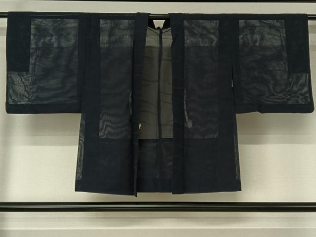 平和屋着物▽羽織　スリーシーズン　春夏秋　塵除け　芝文　留紺色　正絹　逸品　AABJ6088jh