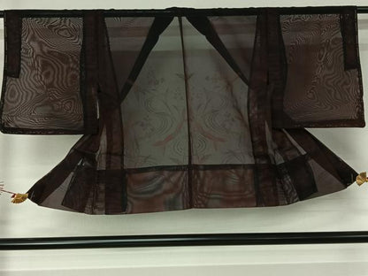 平和屋着物▽羽織　スリーシーズン　春夏秋　塵除け　流水花文　黒地　正絹　逸品　AABJ6089jh