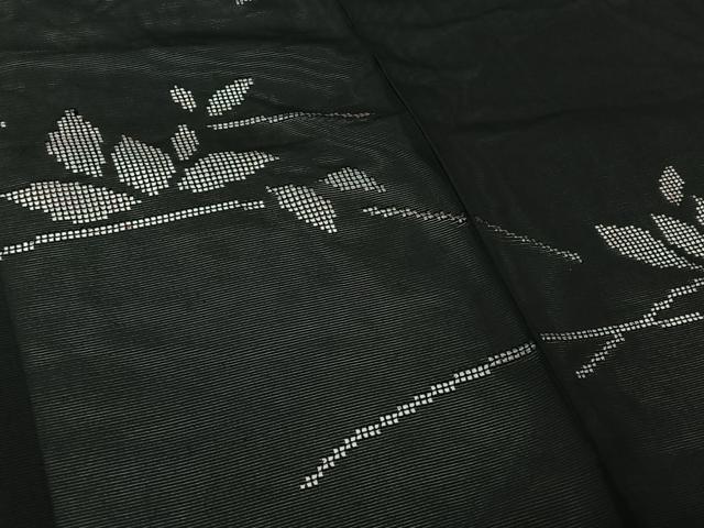 平和屋着物▽羽織　スリーシーズン　春夏秋　塵除け　芝葉文　黒地　正絹　逸品　AABJ6091jh