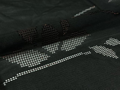平和屋着物▽羽織　スリーシーズン　春夏秋　塵除け　芝葉文　黒地　正絹　逸品　AABJ6091jh