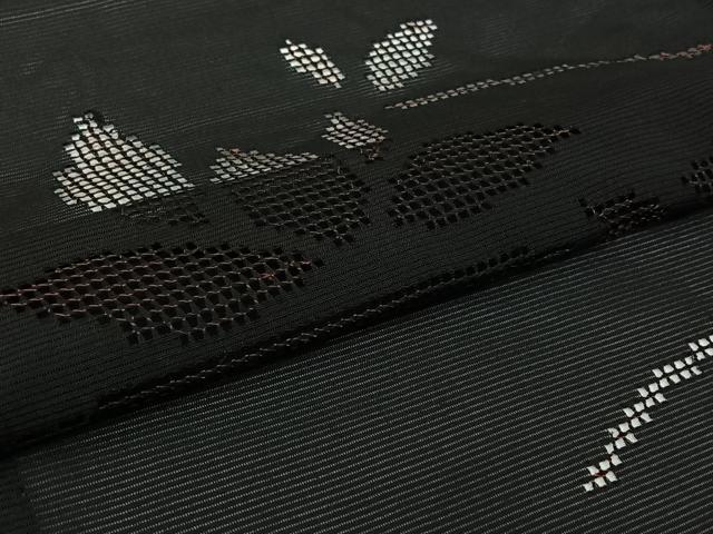 平和屋着物▽羽織　スリーシーズン　春夏秋　塵除け　芝葉文　黒地　正絹　逸品　AABJ6091jh