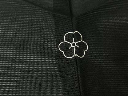 平和屋着物▽羽織　スリーシーズン　春夏秋　塵除け　芝葉文　黒地　正絹　逸品　AABJ6091jh
