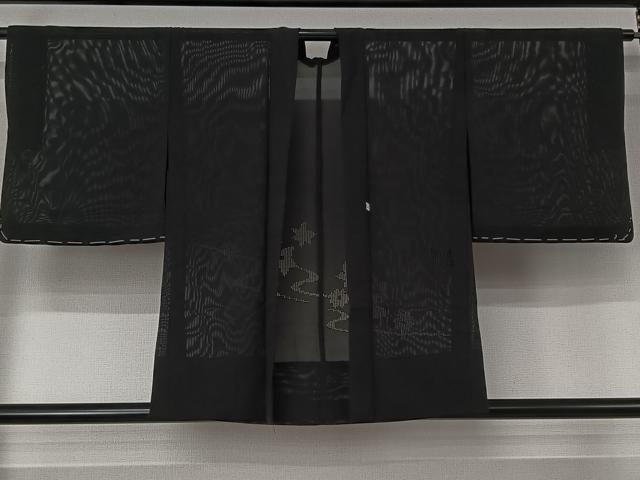 平和屋着物▽羽織　スリーシーズン　春夏秋　塵除け　流水花文　黒地　正絹　逸品　未使用　AABJ6093jh