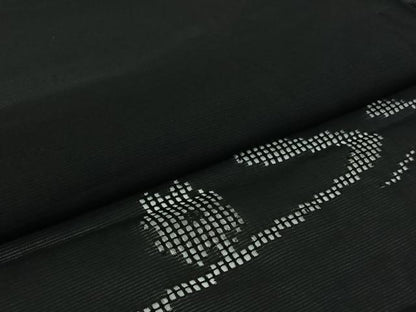 平和屋着物▽羽織　スリーシーズン　春夏秋　塵除け　流水花文　黒地　正絹　逸品　未使用　AABJ6093jh